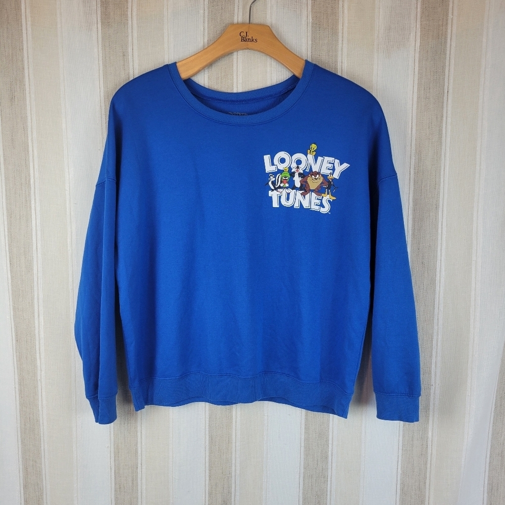 Looney Tunes Graphic Crewneck Sweatshirt‎ Blue Size Extra Large Sweater